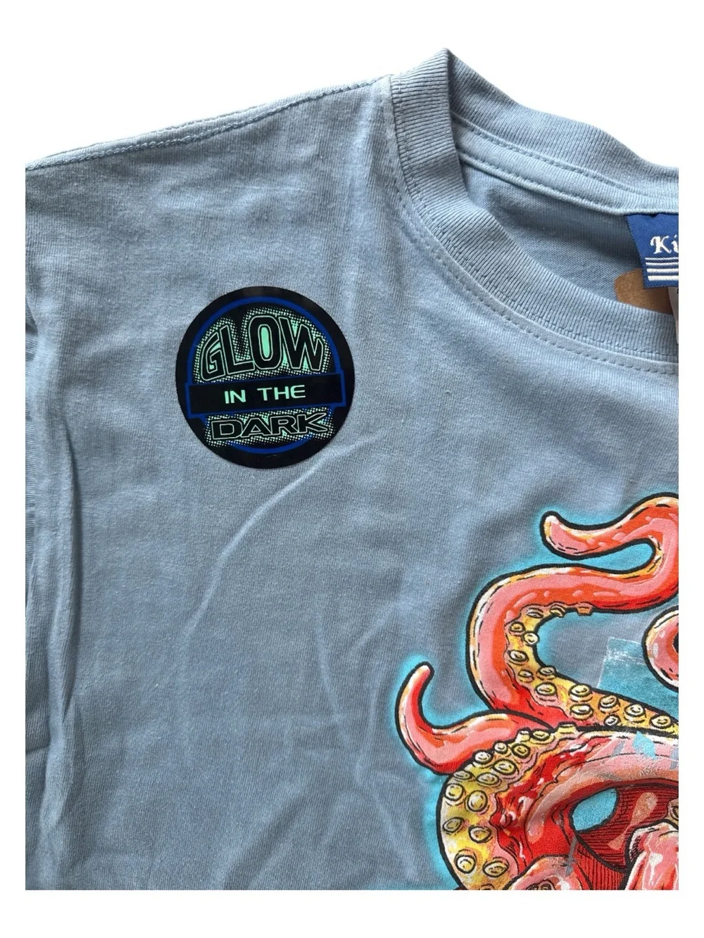 Cape Fear Kids' Octopus Graphic Tee - Blue Glow-in-the-dark Souvenir L Kid-u-not